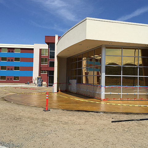 Artistic Concrete new commercial decorative stamped and colored concrete patio sidewalk.